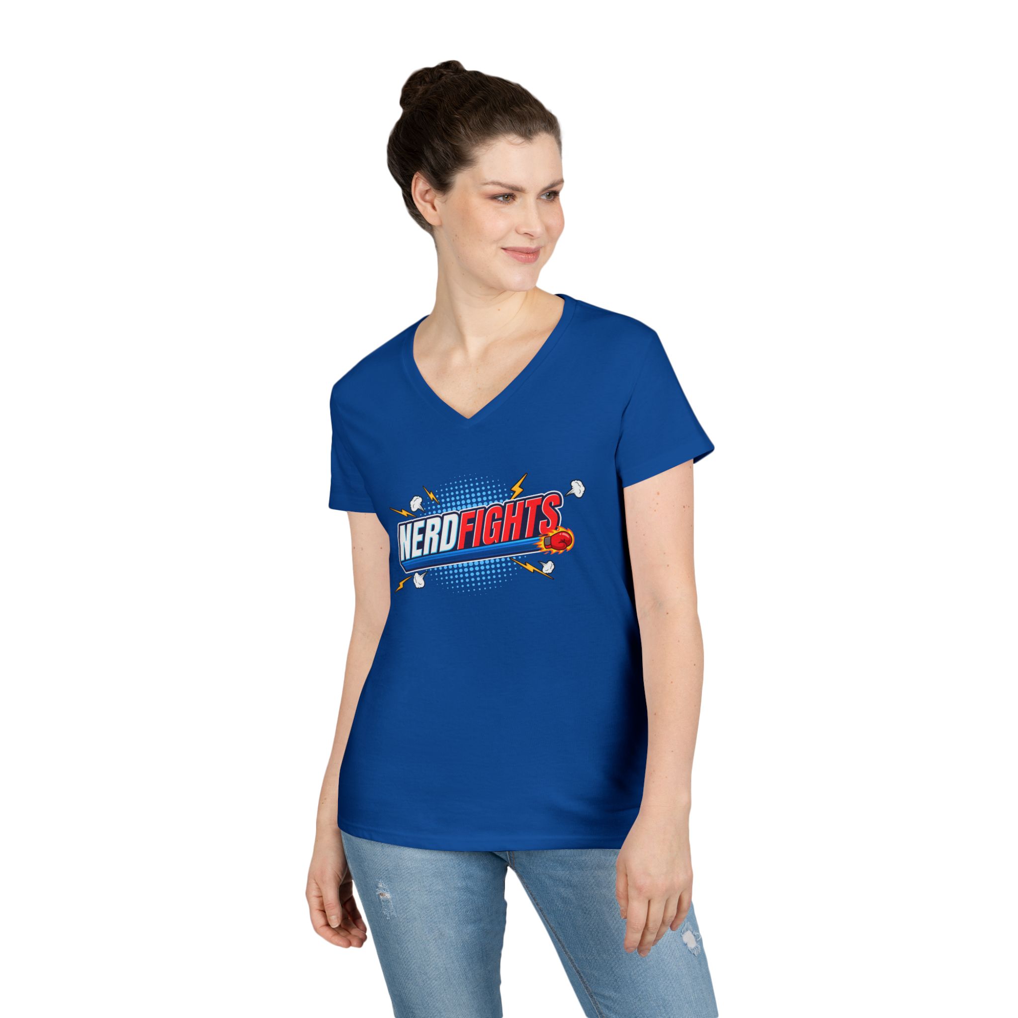 Nerd Fights Ladies' V-Neck T-Shirt - Image 10