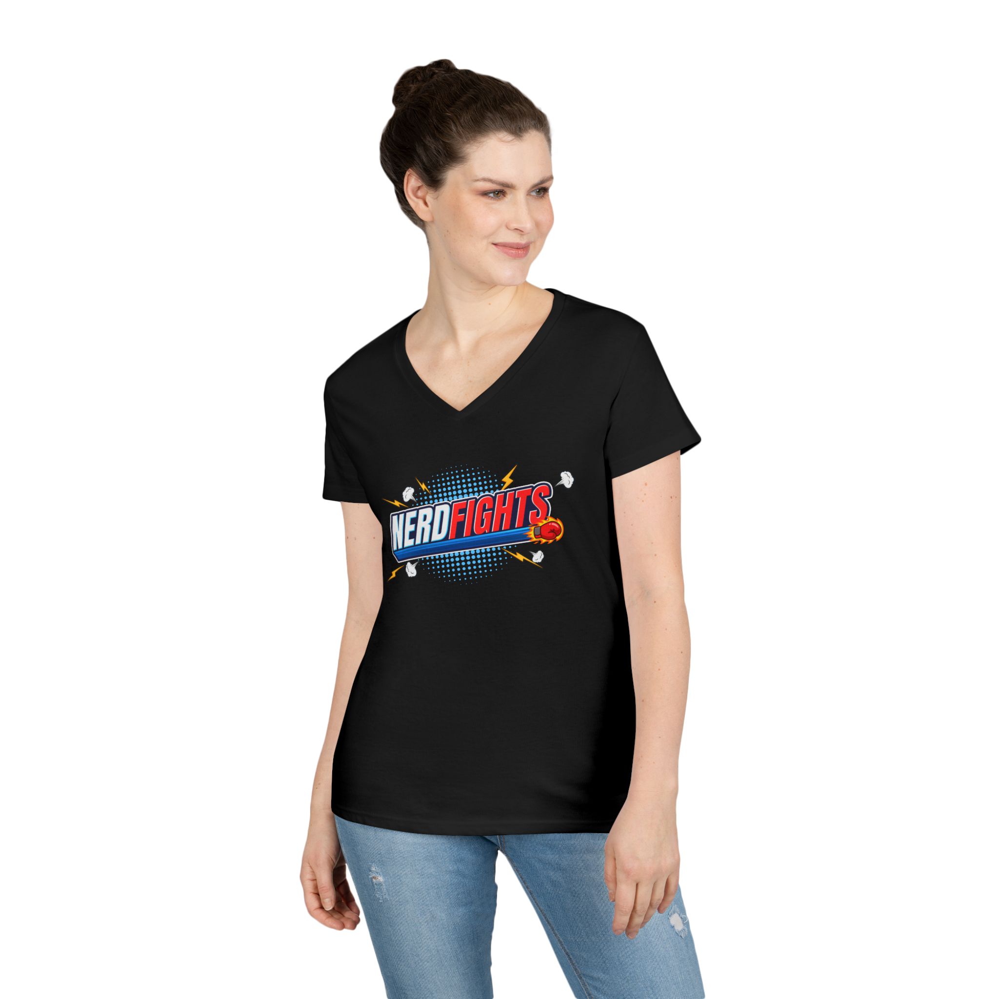 Nerd Fights Ladies' V-Neck T-Shirt - Image 2