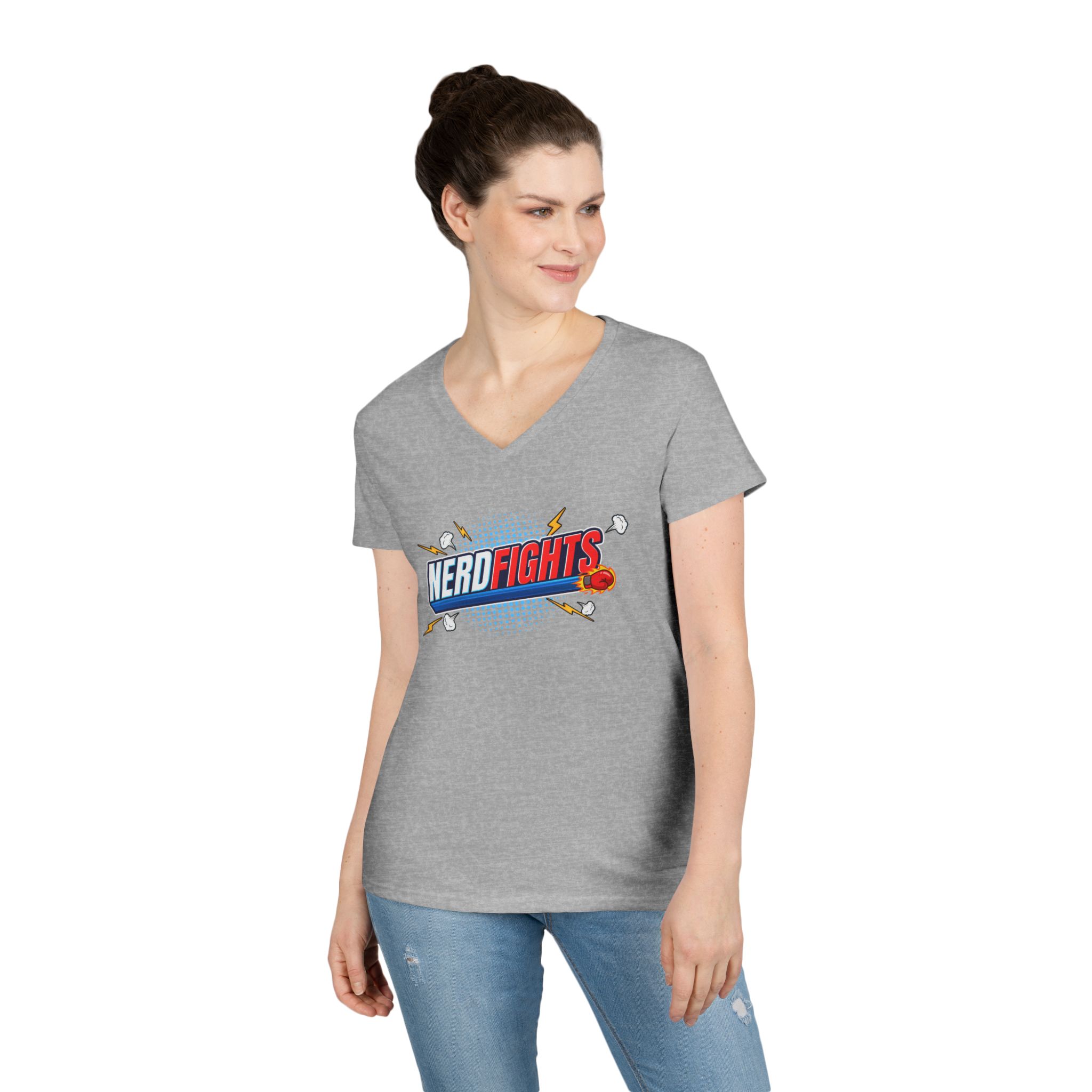 Nerd Fights Ladies' V-Neck T-Shirt - Image 6